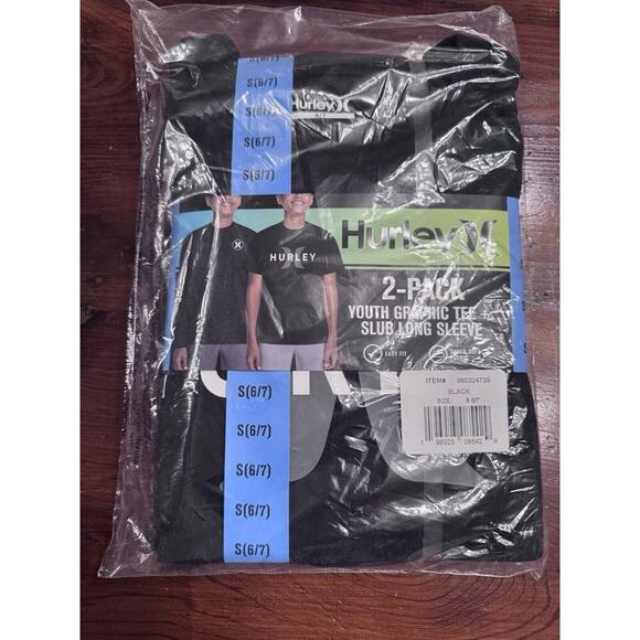 Hurley Soft & Breathable Crew Neck 2 Pack Boys Graphic Tee & Slub Long Sleeve - Picture 7 of 7